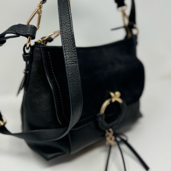 💯 Authentic SEE BY CHLOÉ Small Black  Lesther Joan Leather Two Way Bag - Picture 4 of 10